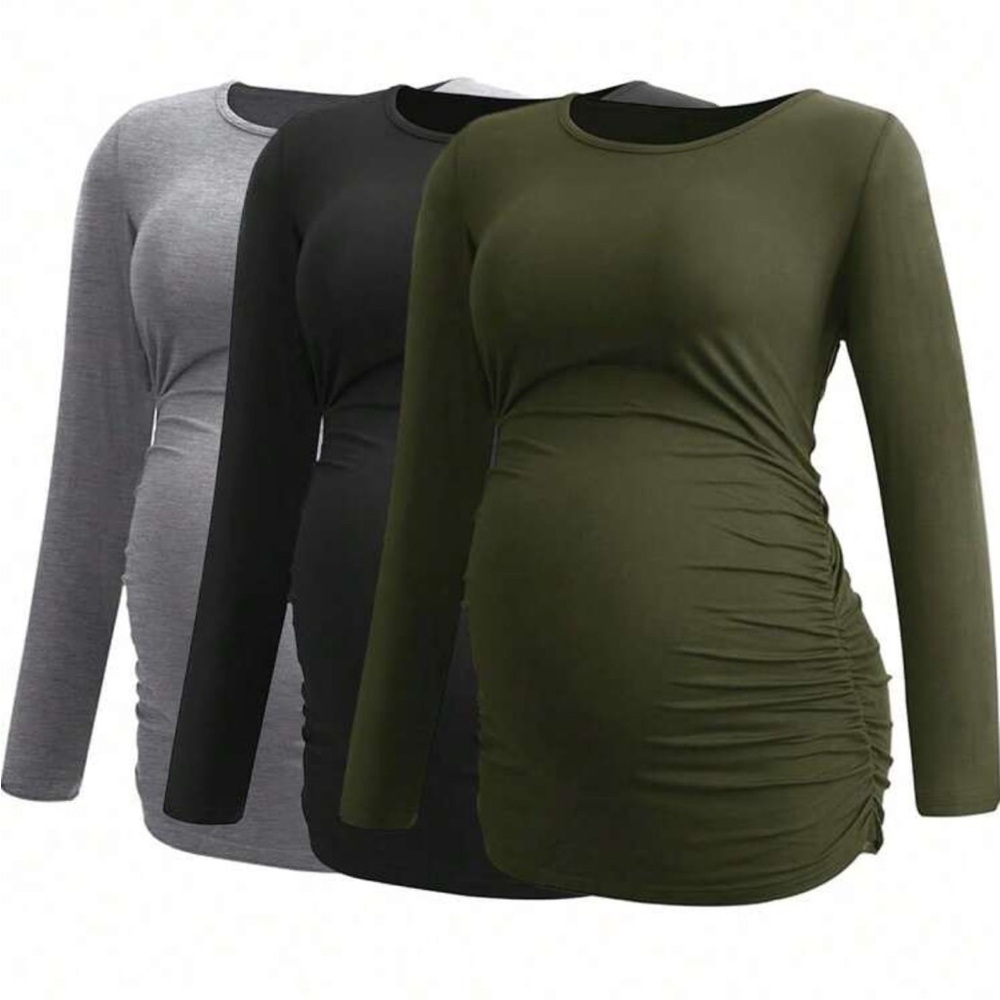 Long Sleeve Ruched Maternity Tops
